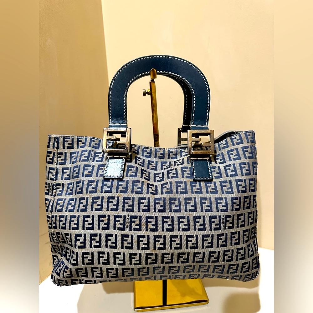 Fendi Zucca Hand Tote Bag Navy
